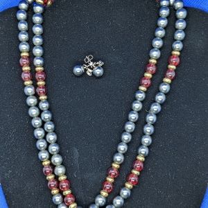 Ladies beaded necklace and earrings
